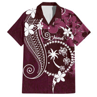 FSM Chuuk Family Matching Off Shoulder Maxi Dress and Hawaiian Shirt Turtle Tropical Flowers Polynesian - Pink