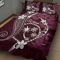 FSM Chuuk Quilt Bed Set Turtle Tropical Flowers Polynesian - Pink