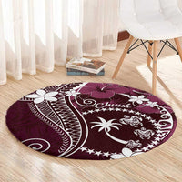 FSM Chuuk Round Carpet Turtle Tropical Flowers Polynesian - Pink