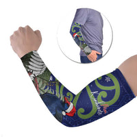 Personalized New Zealand Pukeko Christmas Arm Sleeves Meri Kirihimete Taniko Ponga Koru Blue - Polynesian Pride