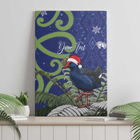 Personalized New Zealand Pukeko Christmas Canvas Wall Art Meri Kirihimete Taniko Ponga Koru Blue - Polynesian Pride