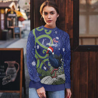 Personalized New Zealand Pukeko Christmas Ugly Christmas Sweater Meri Kirihimete Taniko Ponga Koru Blue - Polynesian Pride