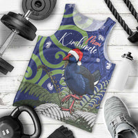 Personalized New Zealand Pukeko Christmas Men Tank Top Meri Kirihimete Taniko Ponga Koru Blue - Polynesian Pride