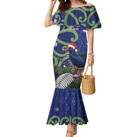 Personalized New Zealand Pukeko Christmas Mermaid Dress Meri Kirihimete Taniko Ponga Koru Blue - Polynesian Pride