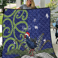 Personalized New Zealand Pukeko Christmas Quilt Meri Kirihimete Taniko Ponga Koru Blue - Polynesian Pride