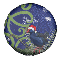 Personalized New Zealand Pukeko Christmas Spare Tire Cover Meri Kirihimete Taniko Ponga Koru Blue - Polynesian Pride