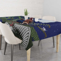 Personalized New Zealand Pukeko Christmas Tablecloth Meri Kirihimete Taniko Ponga Koru Blue - Polynesian Pride