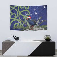 Personalized New Zealand Pukeko Christmas Tapestry Meri Kirihimete Taniko Ponga Koru Blue - Polynesian Pride