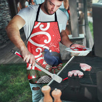 Personalized New Zealand Pukeko Christmas Apron Meri Kirihimete Taniko Ponga Koru Red - Polynesian Pride