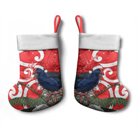 Personalized New Zealand Pukeko Christmas Stocking Meri Kirihimete Taniko Ponga Koru Red - Polynesian Pride