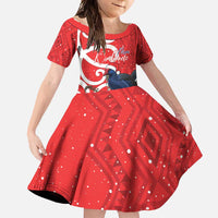 Personalized New Zealand Pukeko Christmas Family Matching Off Shoulder Maxi Dress and Hawaiian Shirt Meri Kirihimete Taniko Ponga Koru Red - Polynesian Pride