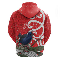 Personalized New Zealand Pukeko Christmas Hoodie Meri Kirihimete Taniko Ponga Koru Red - Polynesian Pride
