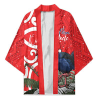 Personalized New Zealand Pukeko Christmas Kimono Meri Kirihimete Taniko Ponga Koru Red - Polynesian Pride