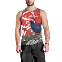 Personalized New Zealand Pukeko Christmas Men Tank Top Meri Kirihimete Taniko Ponga Koru Red - Polynesian Pride