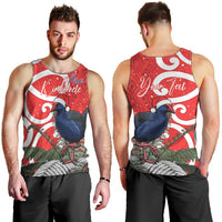 Personalized New Zealand Pukeko Christmas Men Tank Top Meri Kirihimete Taniko Ponga Koru Red - Polynesian Pride