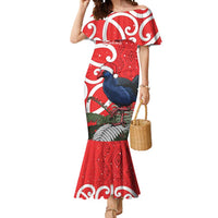 Personalized New Zealand Pukeko Christmas Mermaid Dress Meri Kirihimete Taniko Ponga Koru Red - Polynesian Pride
