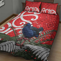 Personalized New Zealand Pukeko Christmas Quilt Bed Set Meri Kirihimete Taniko Ponga Koru Red - Polynesian Pride