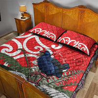 Personalized New Zealand Pukeko Christmas Quilt Bed Set Meri Kirihimete Taniko Ponga Koru Red - Polynesian Pride