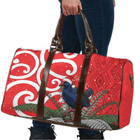 Personalized New Zealand Pukeko Christmas Travel Bag Meri Kirihimete Taniko Ponga Koru Red - Polynesian Pride