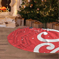 Personalized New Zealand Pukeko Christmas Tree Skirt Meri Kirihimete Taniko Ponga Koru Red - Polynesian Pride