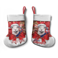 Personalized New Zealand Sheep Christmas Stocking Hipi Meri Kirihimete Silver Fern Xmas Tree - Polynesian Pride