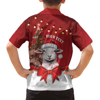 Personalized New Zealand Sheep Christmas Family Matching Off Shoulder Maxi Dress and Hawaiian Shirt Hipi Meri Kirihimete Silver Fern Xmas Tree - Polynesian Pride