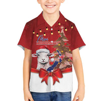 Personalized New Zealand Sheep Christmas Family Matching Off Shoulder Short Dress and Hawaiian Shirt Hipi Meri Kirihimete Silver Fern Xmas Tree - Polynesian Pride