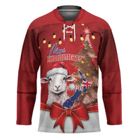 Personalized New Zealand Sheep Christmas Hockey Jersey Hipi Meri Kirihimete Silver Fern Xmas Tree - Polynesian Pride