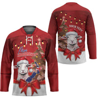 Personalized New Zealand Sheep Christmas Hockey Jersey Hipi Meri Kirihimete Silver Fern Xmas Tree - Polynesian Pride