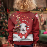 Personalized New Zealand Sheep Christmas Kid Ugly Christmas Sweater Hipi Meri Kirihimete Silver Fern Xmas Tree - Polynesian Pride