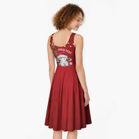 Personalized New Zealand Sheep Christmas Midi Dress Hipi Meri Kirihimete Silver Fern Xmas Tree - Polynesian Pride