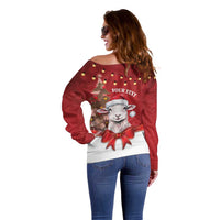Personalized New Zealand Sheep Christmas Off Shoulder Sweater Hipi Meri Kirihimete Silver Fern Xmas Tree - Polynesian Pride