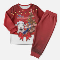Personalized New Zealand Sheep Christmas Pajama Set Hipi Meri Kirihimete Silver Fern Xmas Tree - Polynesian Pride