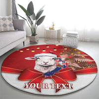 Personalized New Zealand Sheep Christmas Round Carpet Hipi Meri Kirihimete Silver Fern Xmas Tree - Polynesian Pride