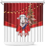 Personalized New Zealand Sheep Christmas Shower Curtain Hipi Meri Kirihimete Silver Fern Xmas Tree - Polynesian Pride