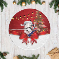 Personalized New Zealand Sheep Christmas Tree Skirt Hipi Meri Kirihimete Silver Fern Xmas Tree - Polynesian Pride