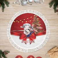 Personalized New Zealand Sheep Christmas Tree Skirt Hipi Meri Kirihimete Silver Fern Xmas Tree - Polynesian Pride