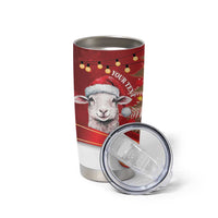 Personalized New Zealand Sheep Christmas Tumbler Cup Hipi Meri Kirihimete Silver Fern Xmas Tree - Polynesian Pride