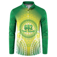 Cook Islands 682 Button Sweatshirt Kuki 'Airani Area Code Proud LT14 Green - Polynesian Pride