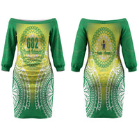 Cook Islands 682 Couples Matching Off The Shoulder Long Sleeve Dress and Long Sleeve Button Shirt Kuki 'Airani Area Code Proud