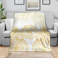 Cook Islands Gospel Day Blanket Happy Nuku Day Tiare Maori Gold