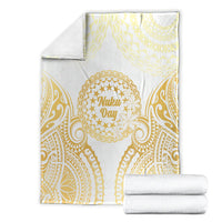 Cook Islands Gospel Day Blanket Happy Nuku Day Tiare Maori Gold