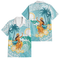 Ura Cook Islands Family Matching Off Shoulder Short Dress and Hawaiian Shirt Kuki 'Airani Traditional Dance Tropical Vibes