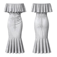 Peniamina Gospel Day Niue Family Matching Mermaid Dress and Hawaiian Shirt Cross Dove Hiapo Pattern White LT14 Mom's Dress White - Polynesian Pride
