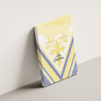 Peniamina Gospel Day Niue Canvas Wall Art Cross Dove Hiapo Pattern Yellow LT14 - Polynesian Pride