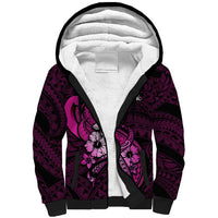Polynesia Breast Cancer Awareness Sherpa Hoodie Think Pink Polynesian Ribbon Black Version LT14 Unisex Pink - Polynesian Pride