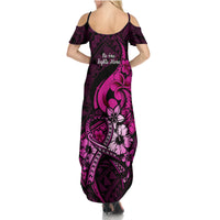 Polynesia Breast Cancer Awareness Summer Maxi Dress Think Pink Polynesian Ribbon Black Version LT14 - Polynesian Pride