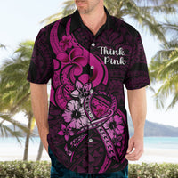 Personalised Polynesia Breast Cancer Awareness Hawaiian Shirt Think Pink Polynesian Ribbon Black Version LT14 - Polynesian Pride