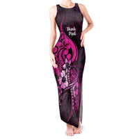 Personalised Polynesia Breast Cancer Awareness Tank Maxi Dress Think Pink Polynesian Ribbon Black Version LT14 Women Pink - Polynesian Pride
