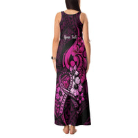 Personalised Polynesia Breast Cancer Awareness Tank Maxi Dress Think Pink Polynesian Ribbon Black Version LT14 - Polynesian Pride